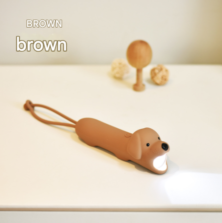 Brown Adorable Dog Silicone LED Flashlight for Kids - USB Rechargeable, Dimmable Brightness, Portable Night V888-ELOSUNG32113