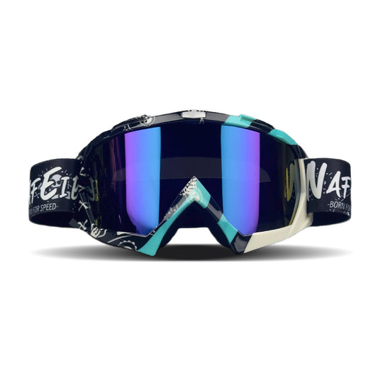 Cyan Frame and Colorful Sheet Versatile Sports Goggles - Windproof UV Protection for Skiing, Motorcycle, V888-ELOSUNG32119
