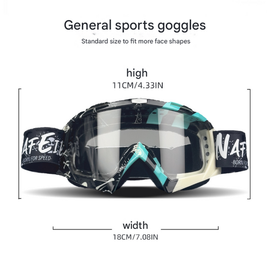 Cyan Frame and Colorful Sheet Versatile Sports Goggles - Windproof UV Protection for Skiing, Motorcycle, V888-ELOSUNG32119