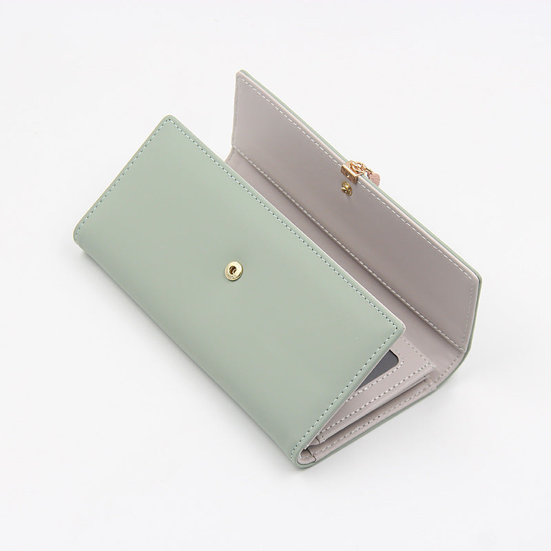 Red Elegant Ladies Long PU Leather Wallet - Slim Clutch with Leaf Charm, Multi-Card Holder & Organizer V888-ELOSUNG32122