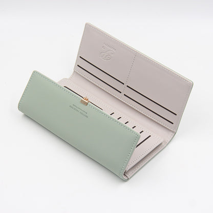 Black Elegant Ladies Long PU Leather Wallet - Slim Clutch with Leaf Charm, Multi-Card Holder & Organizer V888-ELOSUNG32123