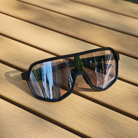 Black frame and photochromic silver lenses Photochromic Cycling Sunglasses - Lightweight TR90 Frame, HD V888-ELOSUNG32128