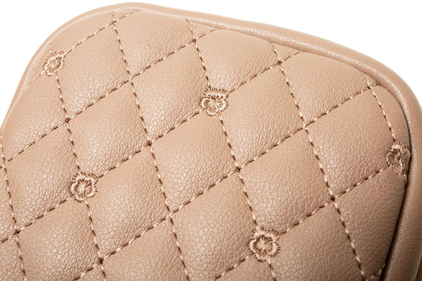 Beige Chic Quilted Crossbody Phone Bag - PU Leather Mini Purse with Floral Stitching & Adjustable Strap V888-ELOSUNG32130