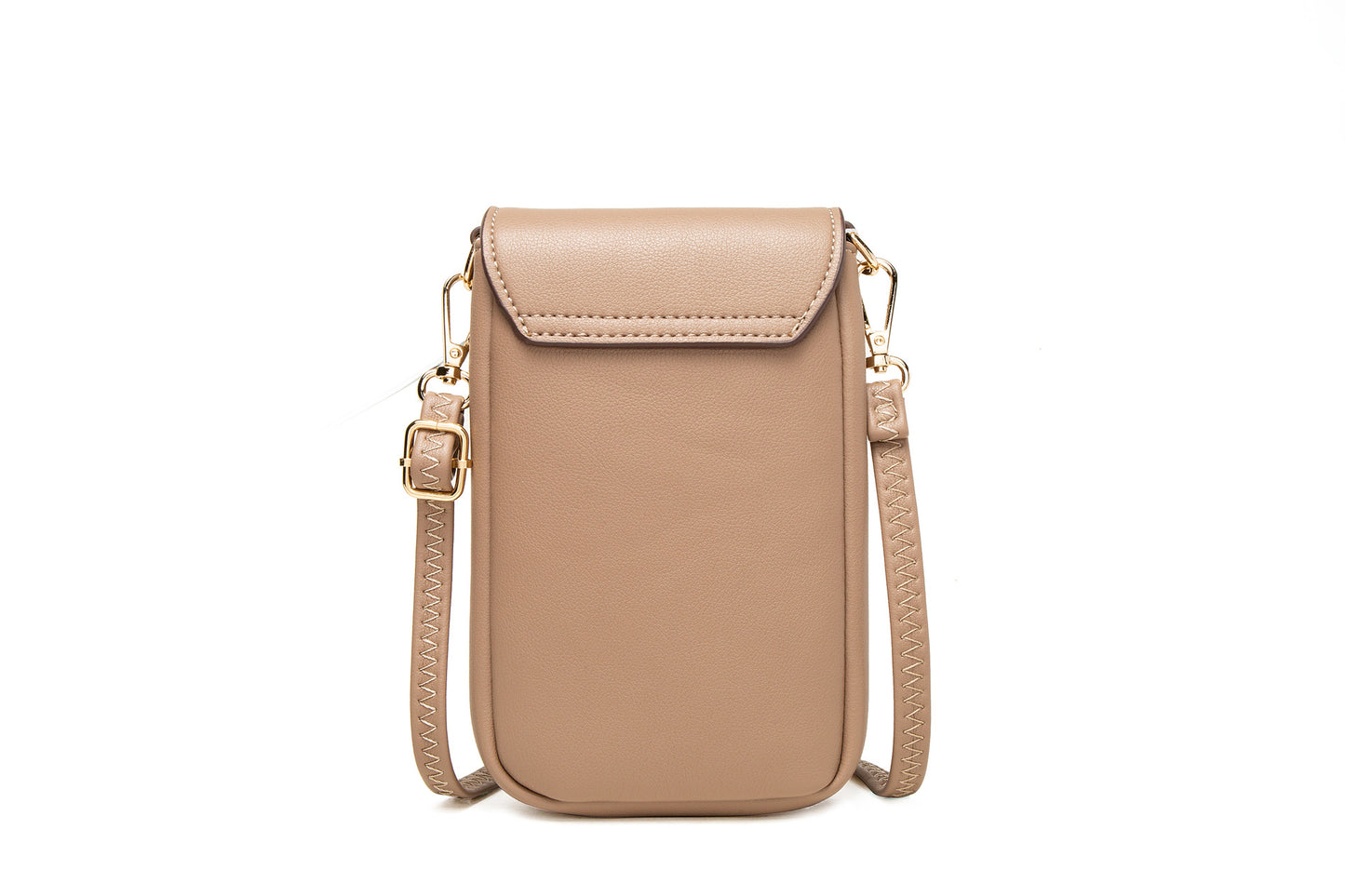 Black Chic Quilted Crossbody Phone Bag - PU Leather Mini Purse with Floral Stitching & Adjustable Strap V888-ELOSUNG32132