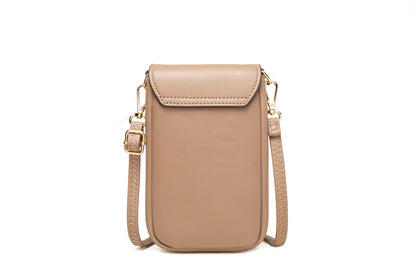 Black Chic Quilted Crossbody Phone Bag - PU Leather Mini Purse with Floral Stitching & Adjustable Strap V888-ELOSUNG32132