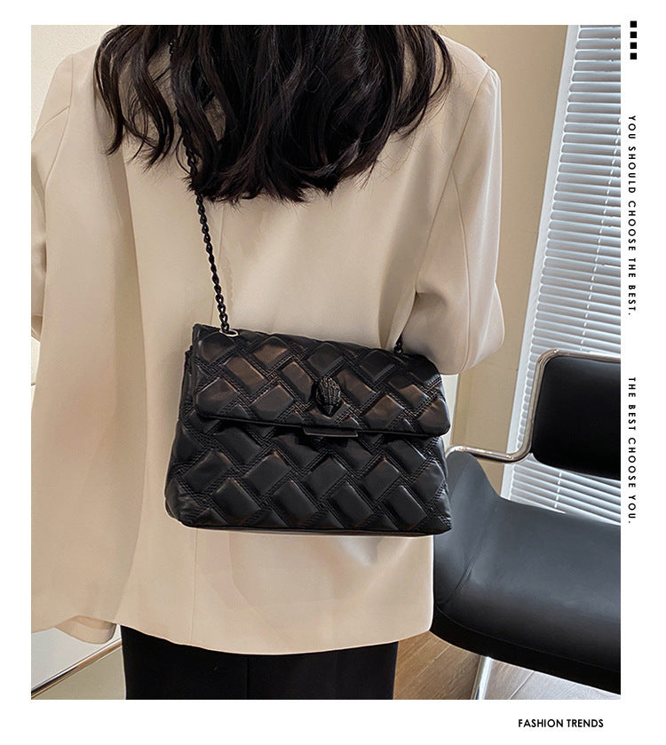 Grey Chic Quilted Crossbody Bag for Women - PU Leather Diamond Pattern Chain Strap Shoulder Purse with V888-ELOSUNG32134