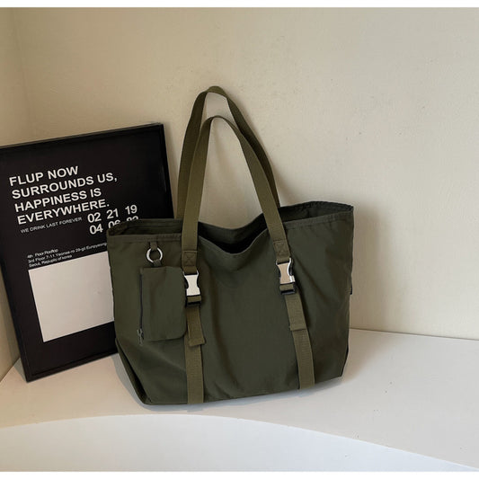 Green Women's Large Capacity Nylon Tote Bag - Stylish Casual Shoulder & Crossbody Bag with Detachable Pouch V888-ELOSUNG32140