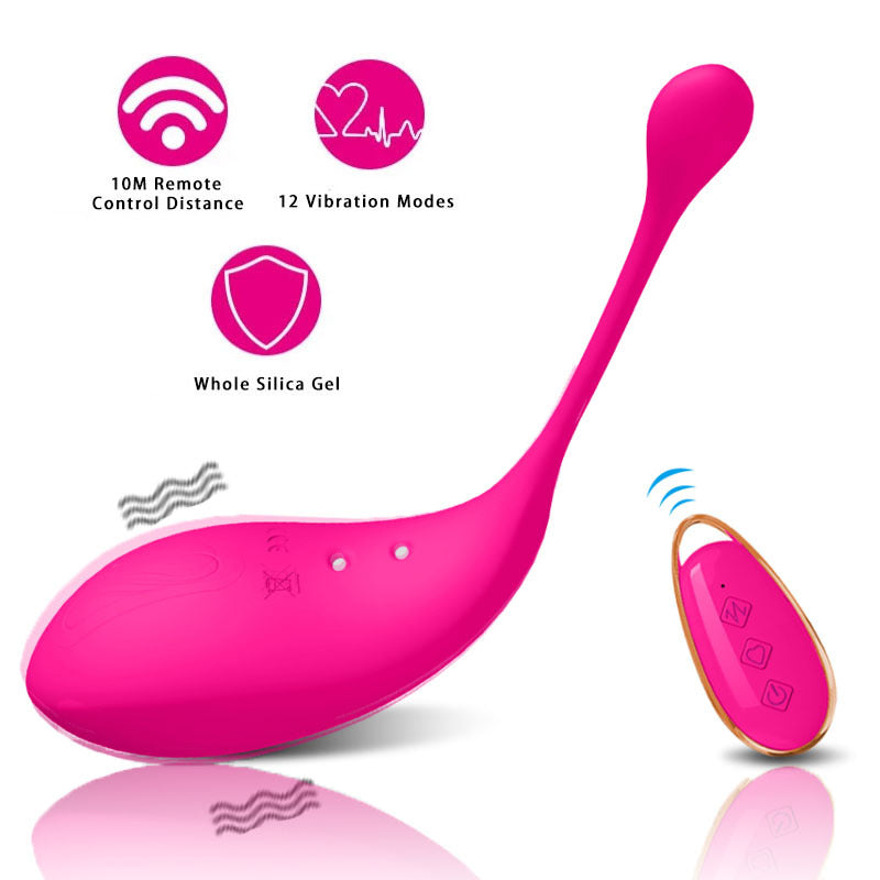 Pink Silky Silicone Remote Control Vibrating Egg - 12 Powerful Modes for Discreet Pleasure V888-ELOSUNG32155