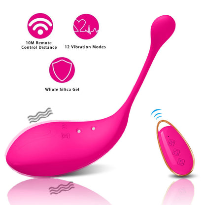 Purple Silky Silicone Remote Control Vibrating Egg - 12 Powerful Modes for Discreet Pleasure V888-ELOSUNG32156
