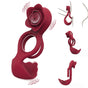 Red Romantic Rose Dual Motor Vibrating Couples Pleasure Ring - Rechargeable Silicone Enhancer V888-ELOSUNG32162