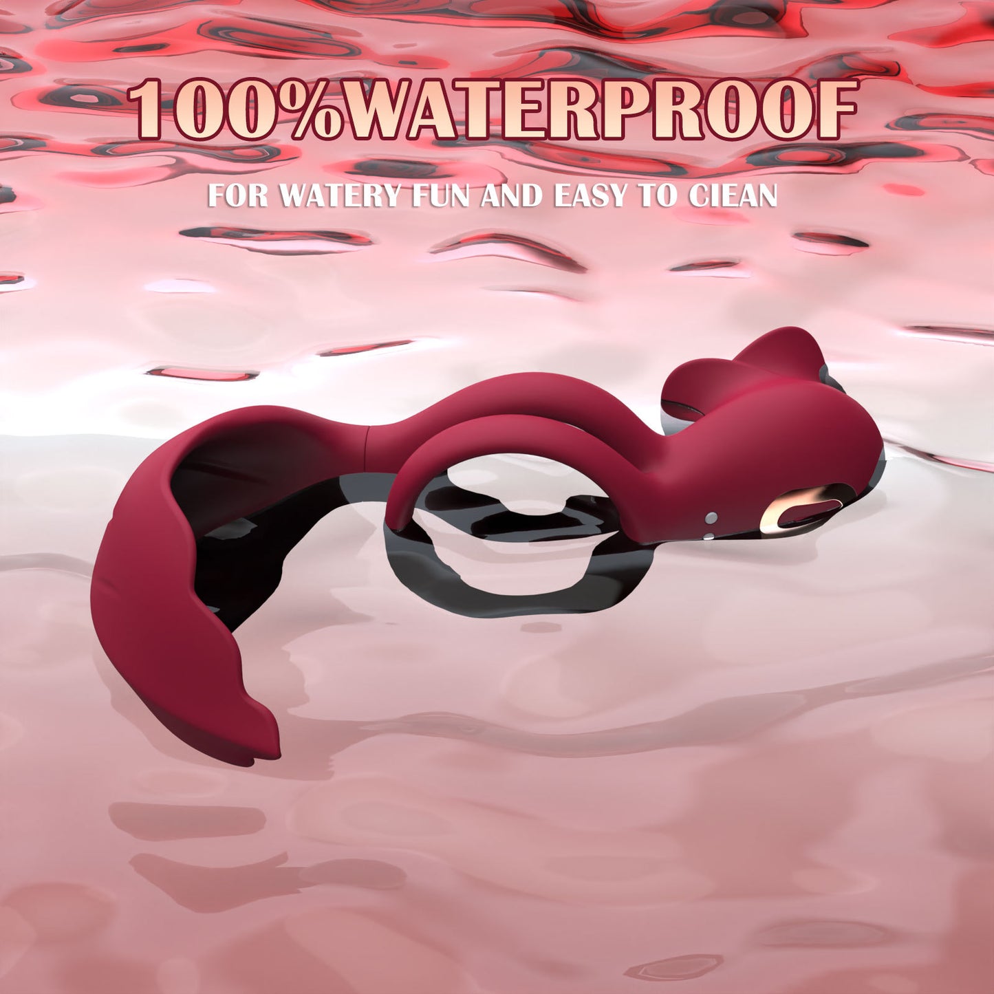 Red Romantic Rose Dual Motor Vibrating Couples Pleasure Ring - Rechargeable Silicone Enhancer V888-ELOSUNG32162