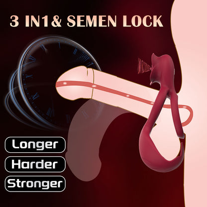 Red Romantic Rose Dual Motor Vibrating Couples Pleasure Ring - Rechargeable Silicone Enhancer V888-ELOSUNG32162