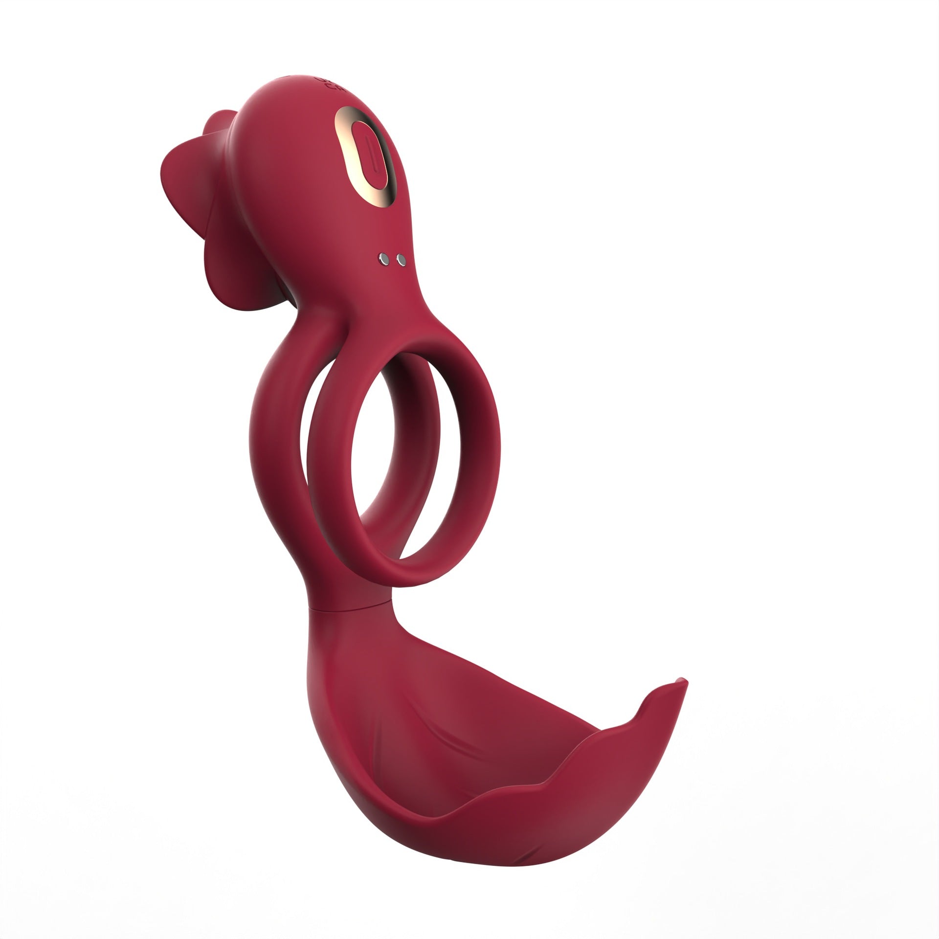 Red Romantic Rose Dual Motor Vibrating Couples Pleasure Ring - Rechargeable Silicone Enhancer V888-ELOSUNG32162