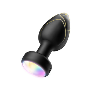 Black Luminous LED Vibrating Anal Plug with Wireless Remote - 10 Speeds, 7 Light Modes, Waterproof Silicone V888-ELOSUNG32163