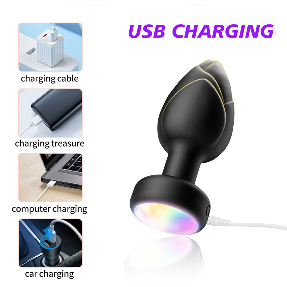 Red Luminous LED Vibrating Anal Plug with Wireless Remote - 10 Speeds, 7 Light Modes, Waterproof Silicone V888-ELOSUNG32164