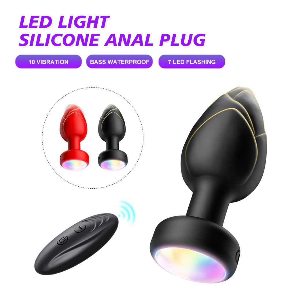 Green Luminous LED Vibrating Anal Plug with Wireless Remote - 10 Speeds, 7 Light Modes, Waterproof Silicone V888-ELOSUNG32165