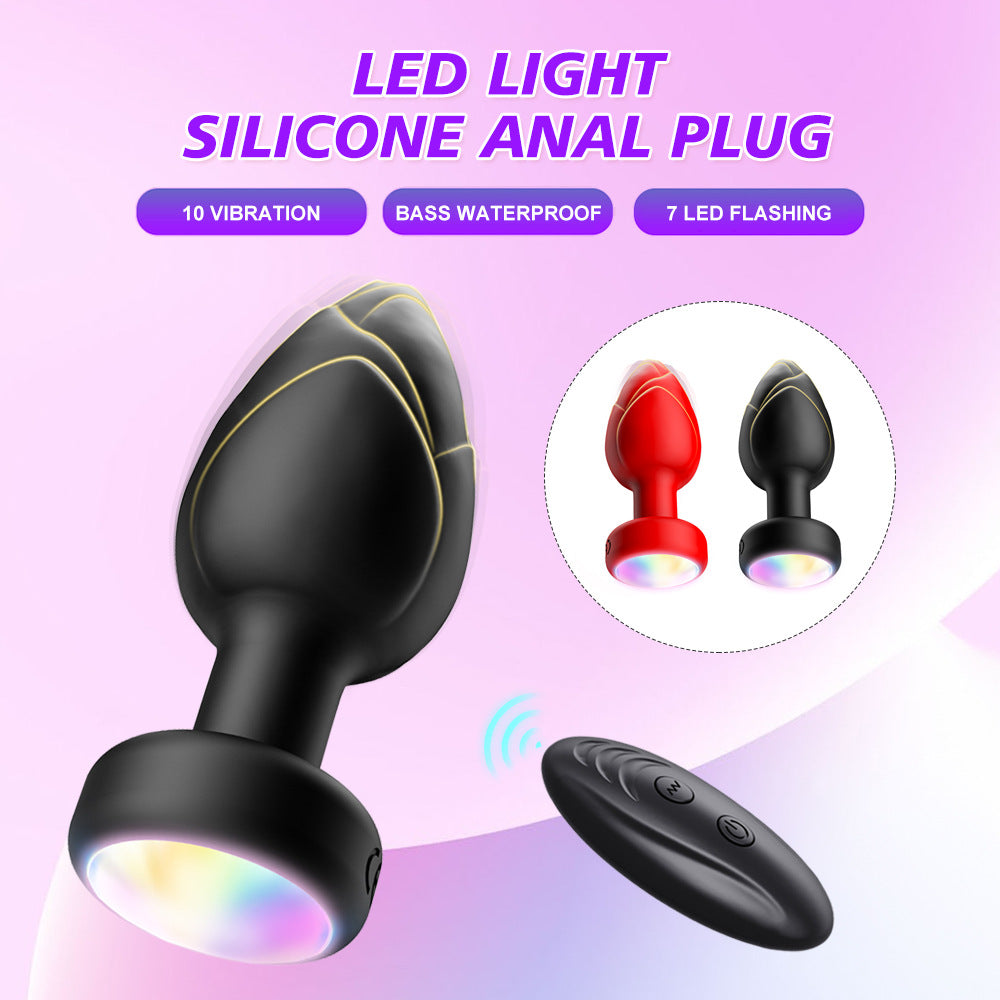 Green Luminous LED Vibrating Anal Plug with Wireless Remote - 10 Speeds, 7 Light Modes, Waterproof Silicone V888-ELOSUNG32165