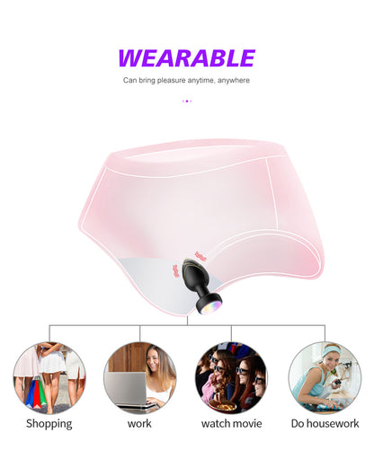 Green Luminous LED Vibrating Anal Plug with Wireless Remote - 10 Speeds, 7 Light Modes, Waterproof Silicone V888-ELOSUNG32165