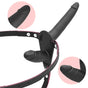Black Versatile Unisex Dual-Ended Silicone Strap-On Dildo with Adjustable Leather Harness for Couples & Solo V888-ELOSUNG32167