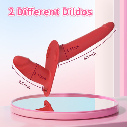 Black Versatile Unisex Dual-Ended Silicone Strap-On Dildo with Adjustable Leather Harness for Couples & Solo V888-ELOSUNG32167