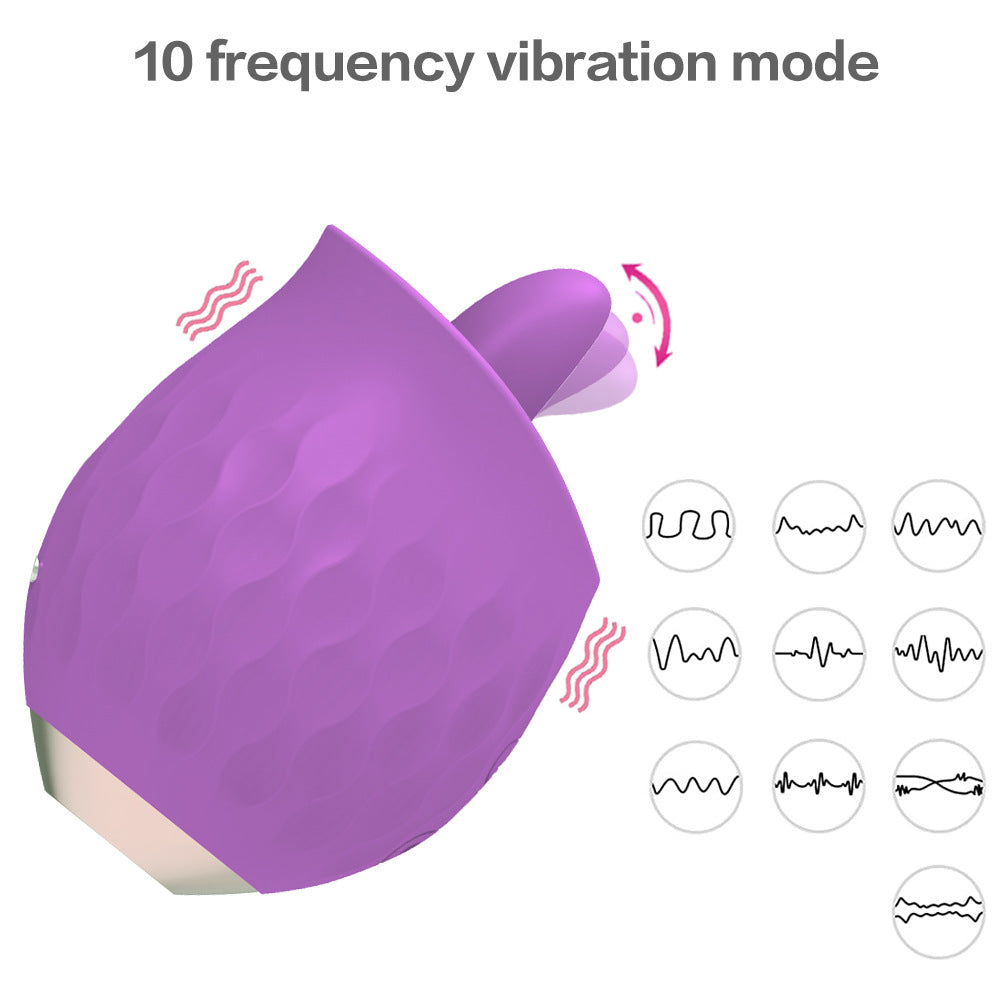 Purple Sensual Rosebud Flickering Tongue Vibrator - 10 Speed Clitoral & G-Spot Stimulator, USB Magnetic V888-ELOSUNG32169