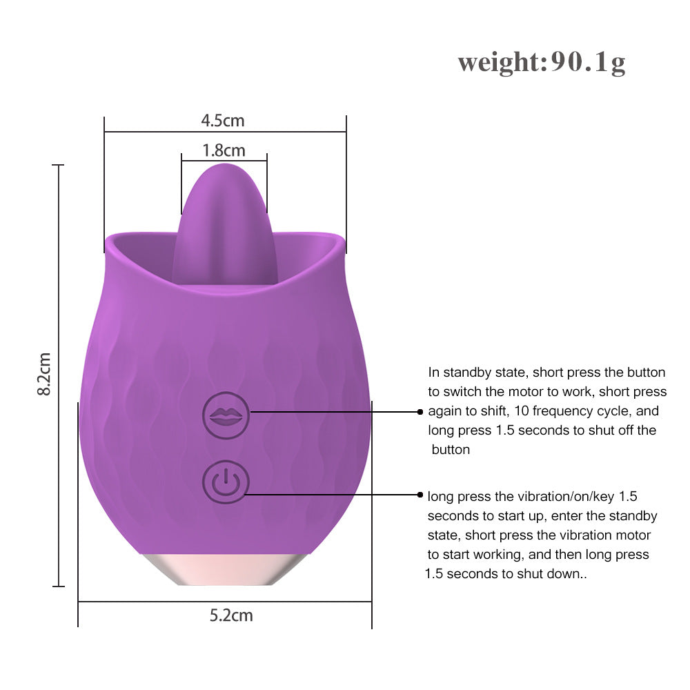 Purple Sensual Rosebud Flickering Tongue Vibrator - 10 Speed Clitoral & G-Spot Stimulator, USB Magnetic V888-ELOSUNG32169