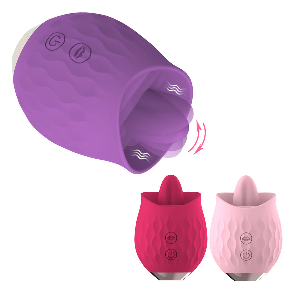 Purple Sensual Rosebud Flickering Tongue Vibrator - 10 Speed Clitoral & G-Spot Stimulator, USB Magnetic V888-ELOSUNG32169