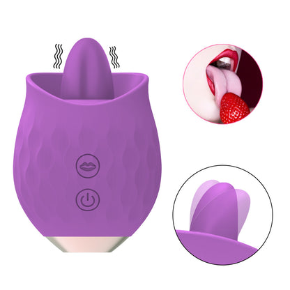 Pink Sensual Rosebud Flickering Tongue Vibrator - 10 Speed Clitoral & G-Spot Stimulator, USB Magnetic Charging V888-ELOSUNG32170