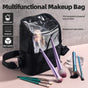 Black Professional Makeup Bag Organizer - Large Capacity Travel Cosmetic Case with Brush Holder, Adjustable V888-ELOSUNG32183