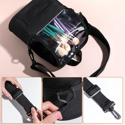 Black Professional Makeup Bag Organizer - Large Capacity Travel Cosmetic Case with Brush Holder, Adjustable V888-ELOSUNG32183