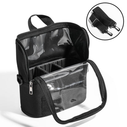 Black Professional Makeup Bag Organizer - Large Capacity Travel Cosmetic Case with Brush Holder, Adjustable V888-ELOSUNG32183