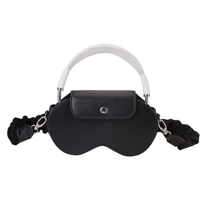 Black Chic PU Leather Crossbody Storage Bag for Apple AirPods Max - Protective Case with Ruched Fabric Strap V888-ELOSUNG32224