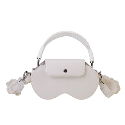 White Chic PU Leather Crossbody Storage Bag for Apple AirPods Max - Protective Case with Ruched Fabric Strap V888-ELOSUNG32225