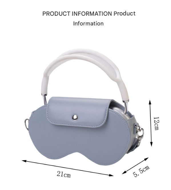 White Chic PU Leather Crossbody Storage Bag for Apple AirPods Max - Protective Case with Ruched Fabric Strap V888-ELOSUNG32225
