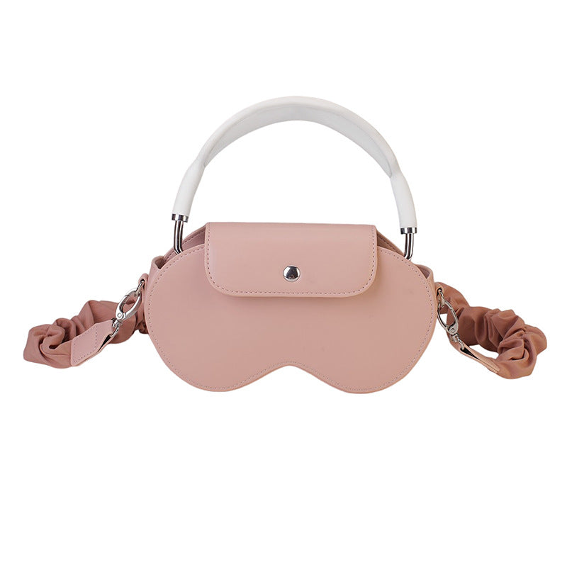 Pink Chic PU Leather Crossbody Storage Bag for Apple AirPods Max - Protective Case with Ruched Fabric Strap & V888-ELOSUNG32226