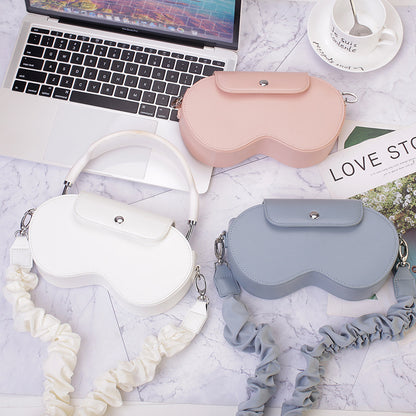 Brown Chic PU Leather Crossbody Storage Bag for Apple AirPods Max - Protective Case with Ruched Fabric Strap V888-ELOSUNG32227