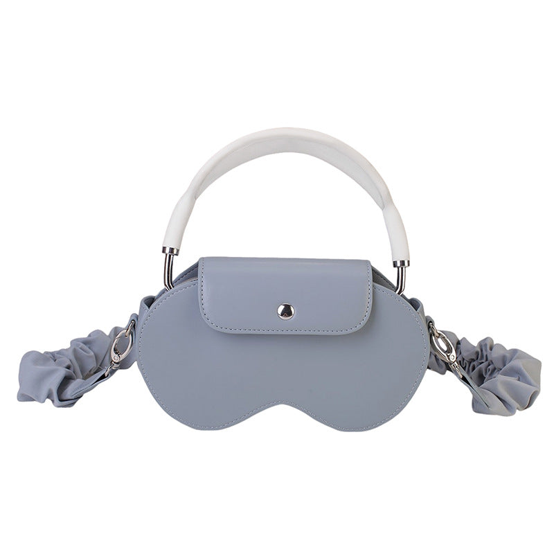 Blue Chic PU Leather Crossbody Storage Bag for Apple AirPods Max - Protective Case with Ruched Fabric Strap & V888-ELOSUNG32228