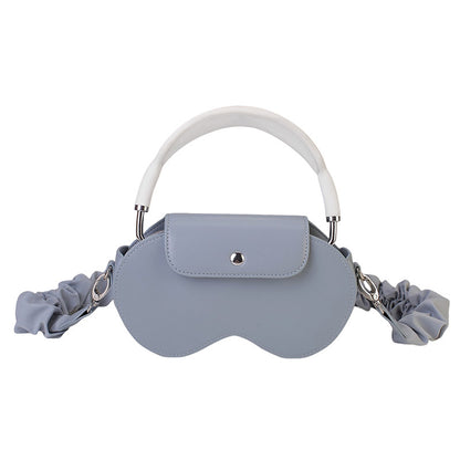 Blue Chic PU Leather Crossbody Storage Bag for Apple AirPods Max - Protective Case with Ruched Fabric Strap & V888-ELOSUNG32228