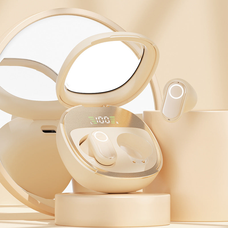 Beige Feather-Light TWS Earbuds - Bluetooth 5.4, Hi-Fi Sound, LED Display Case, 60H+ Playtime, Touch Control V888-ELOSUNG32240