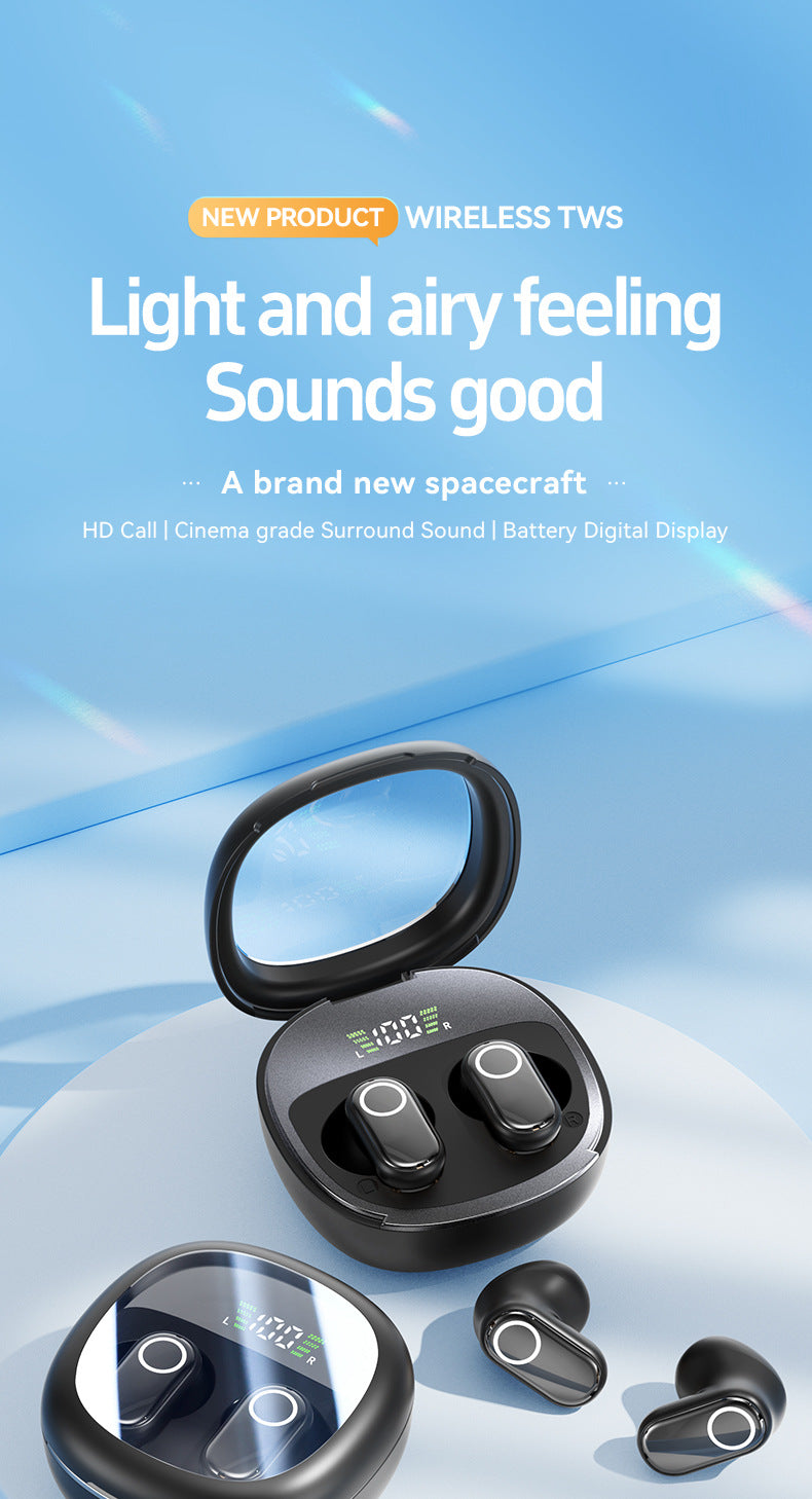 Beige Feather-Light TWS Earbuds - Bluetooth 5.4, Hi-Fi Sound, LED Display Case, 60H+ Playtime, Touch Control V888-ELOSUNG32240