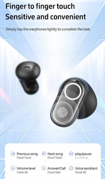 Beige Feather-Light TWS Earbuds - Bluetooth 5.4, Hi-Fi Sound, LED Display Case, 60H+ Playtime, Touch Control V888-ELOSUNG32240