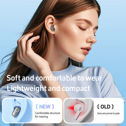 Purple Feather-Light TWS Earbuds - Bluetooth 5.4, Hi-Fi Sound, LED Display Case, 60H+ Playtime, Touch Control V888-ELOSUNG32241