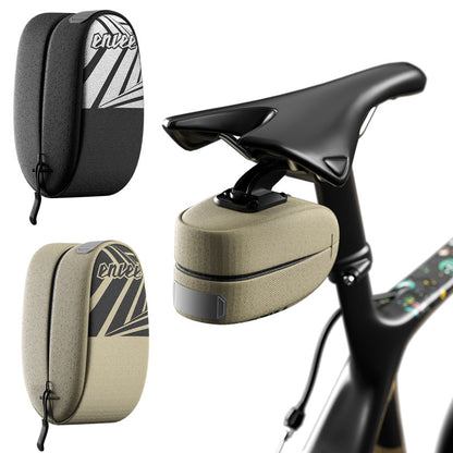 Black Compact Bike Saddle Bag - Quick-Release Water-Resistant Tail Pouch with Reflective Accents V888-ELOSUNG32247