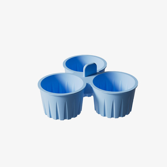 2 Pcs Blue 3-Compartment Silicone Bowl - BPA-Free, Microwave & Air Fryer Safe for Eggs, Baking & Food Storage V888-ELOSUNG32260