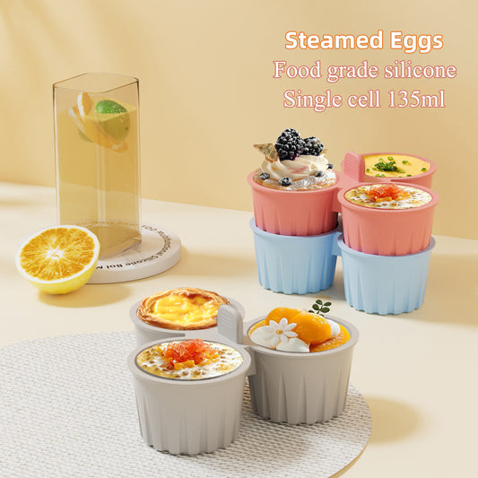 2 Pcs Blue 3-Compartment Silicone Bowl - BPA-Free, Microwave & Air Fryer Safe for Eggs, Baking & Food Storage V888-ELOSUNG32260