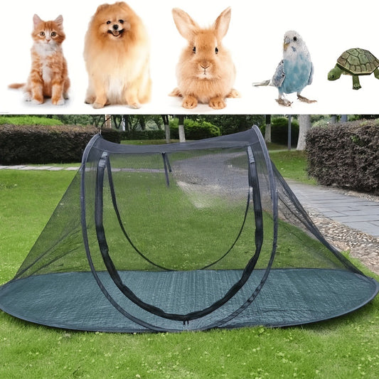 Black Portable Pop-Up Pet Tent - Lightweight Foldable Outdoor Enclosure for Dogs & Cats, Breathable Mesh V888-ELOSUNG32275