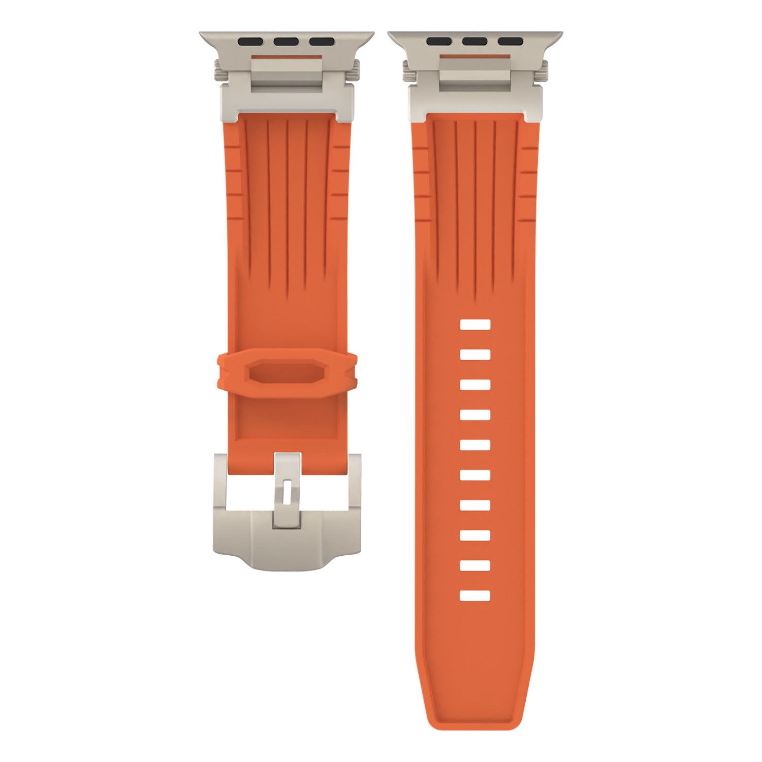 Orange Rugged Tactical Silicone Strap for Apple Watch Ultra & Series - Heavy-Duty Metal Clasp V888-ELOSUNG32276