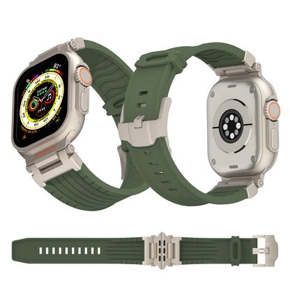 Orange Rugged Tactical Silicone Strap for Apple Watch Ultra & Series - Heavy-Duty Metal Clasp V888-ELOSUNG32276