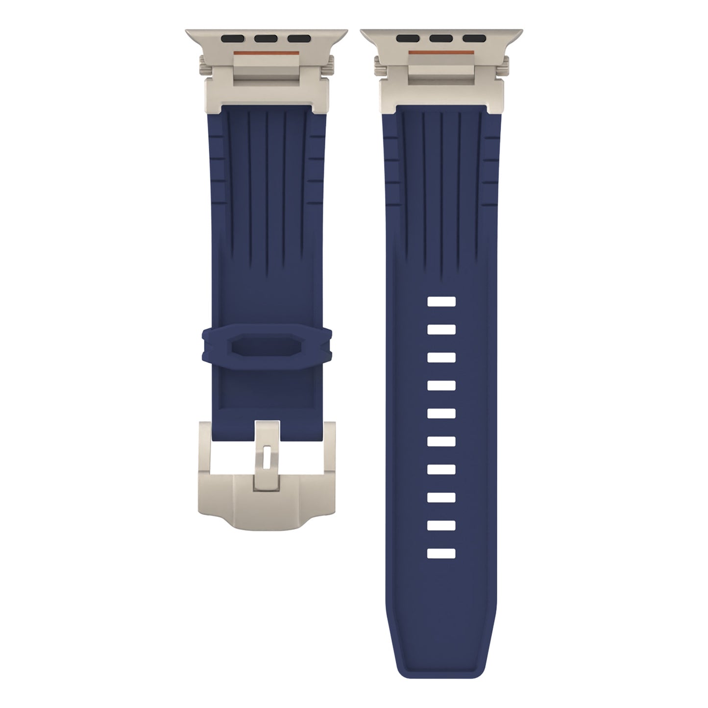 Dark Blue Rugged Tactical Silicone Strap for Apple Watch Ultra & Series - Heavy-Duty Metal Clasp V888-ELOSUNG32278