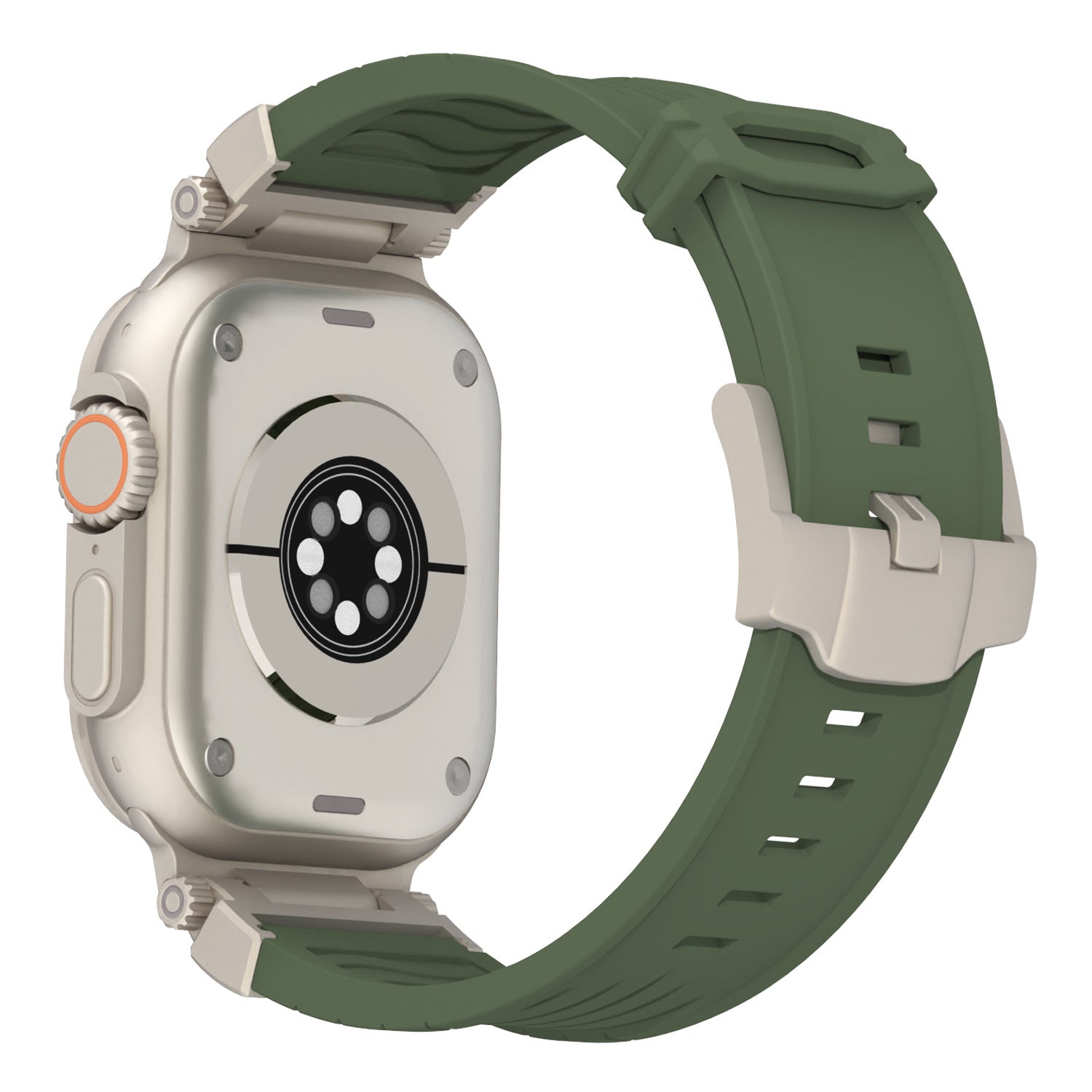 Dark Blue Rugged Tactical Silicone Strap for Apple Watch Ultra & Series - Heavy-Duty Metal Clasp V888-ELOSUNG32278